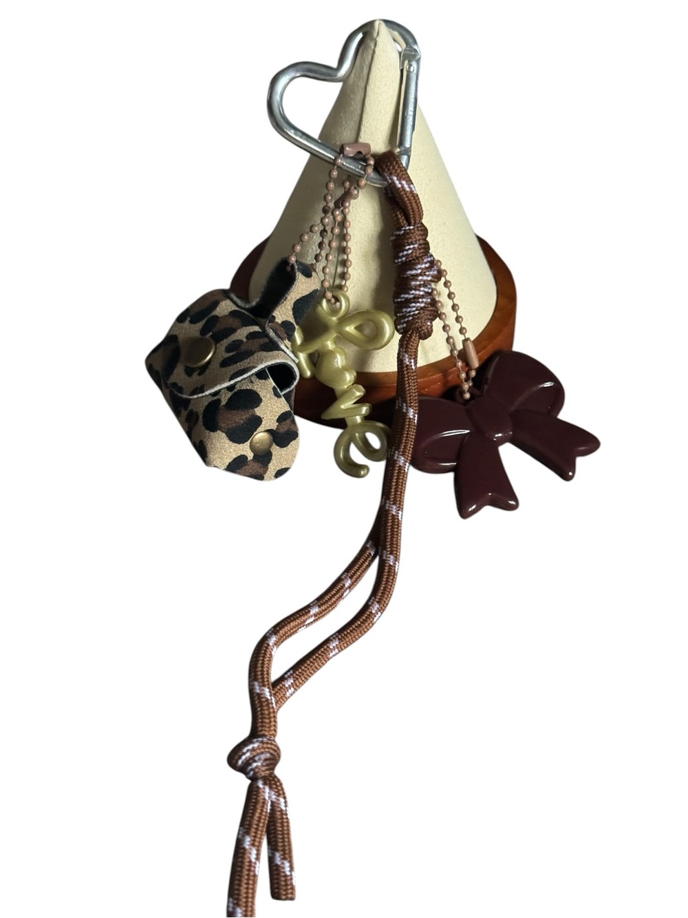 Leopard Bow & Brown Charm Keychain - NIP